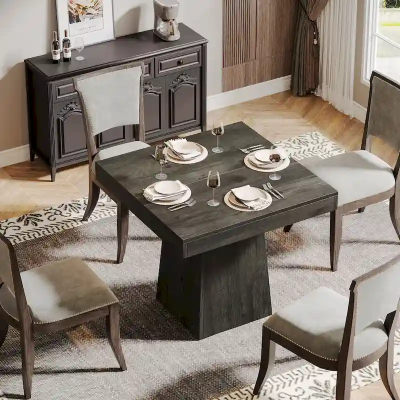 31.5 Inch Square Dining Table, Wood Kitchen Table Small Dinner Table Farmhouse Dining Room Table