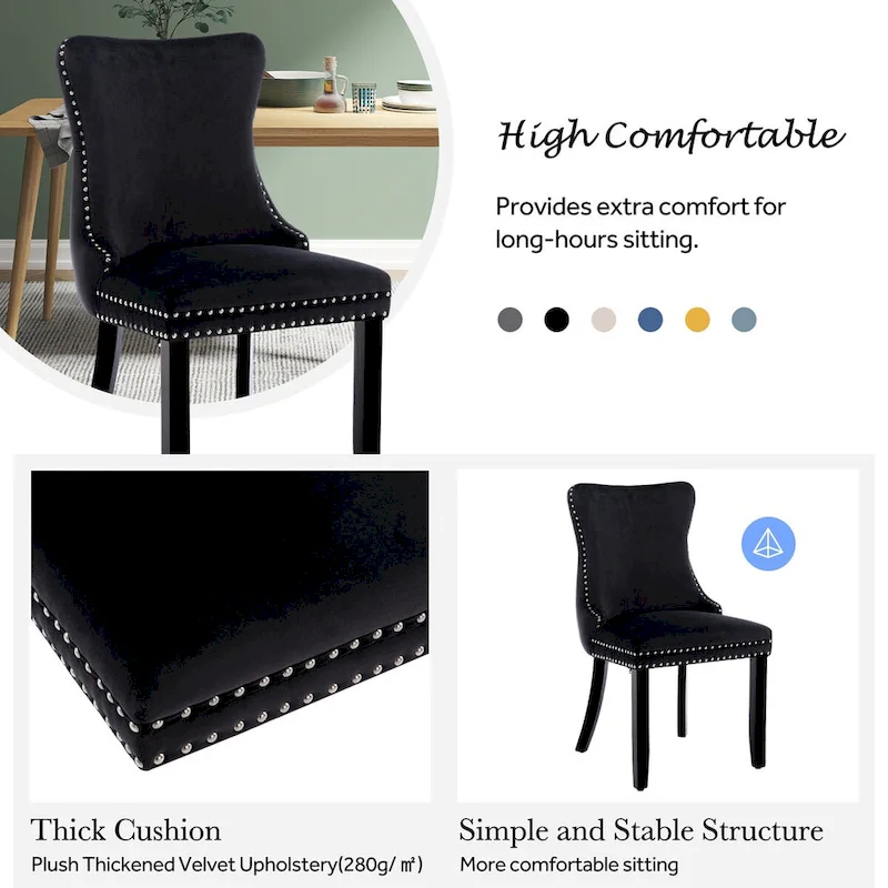 KATA Velvet Upholstered Wingback Dining Chairs Set of 2
