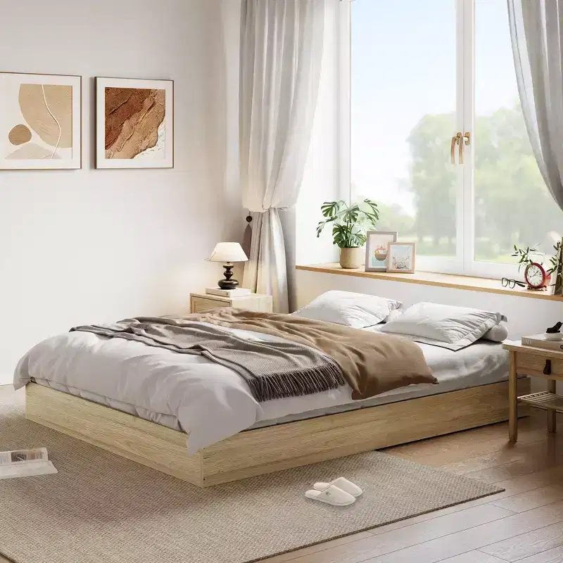 Wood Platform Bed Frame - Wooden Bed Frame Without Headboard, Wood Slat Support, No Box Spring Needed, Easy Assembly