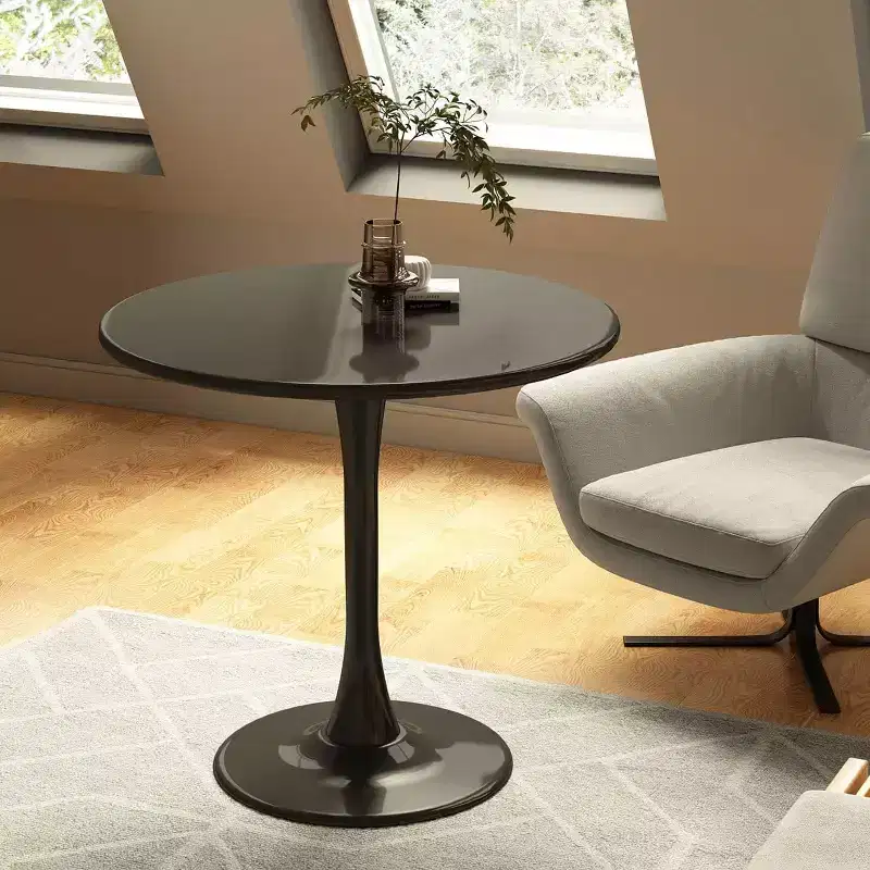 Okak 23.6/31.5in Round Dining Table Kitchen Table with Steel Tulip Base Round Kitchen Table for Dining Room