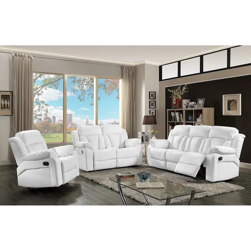 Daria 85 in. W Flared Arm Faux Leather Straight Reclining Sofa - 37L x 85W x 41H
