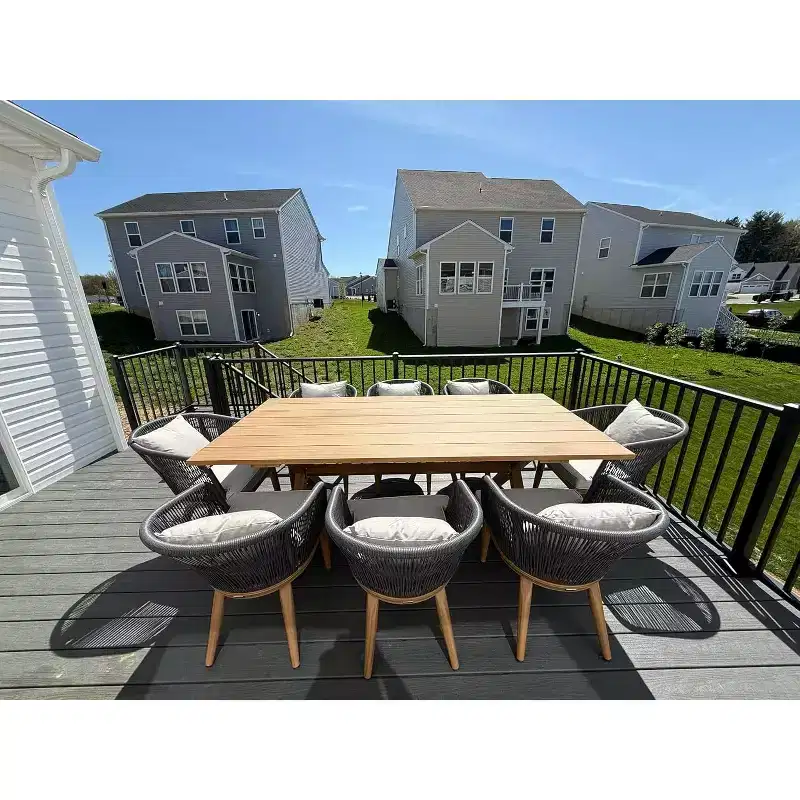 PURPLE LEAF Outdoor Dining Set 9 Pcs Patio Aluminium Table and Rope Weave Chairs Included Cushions for Backyard Decor Kitchen