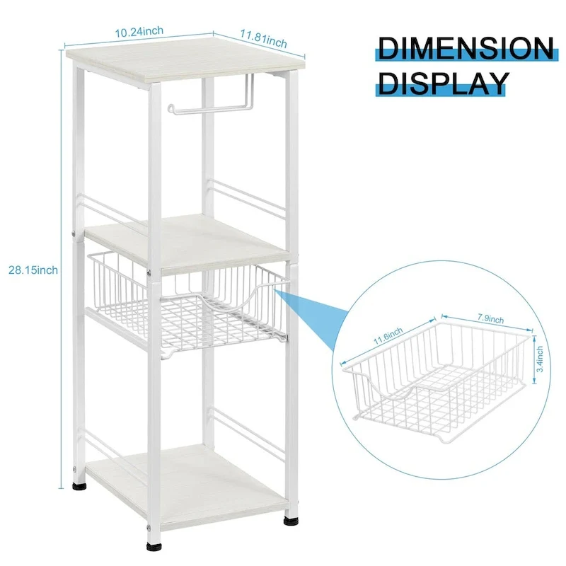 Freestanding Bathroom Shelf with Drawer