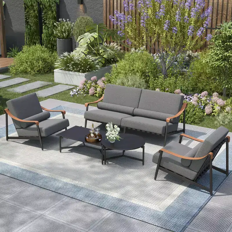 Captiva Designs Outdoor Patio Oversized Modern Luxury Conversation Sofa Set with Extra Thick Cushion and Coffee Table