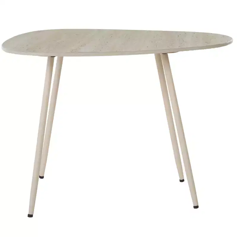 Ceramic Top Accent Side Table with Hairpin Legs – Beige