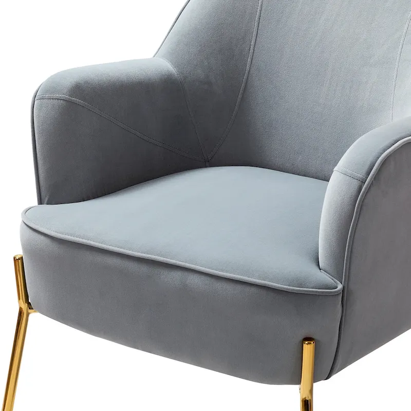 Marina Modern Velvet Accent Chair with Golden Legs Set of 2 by HULALA HOME