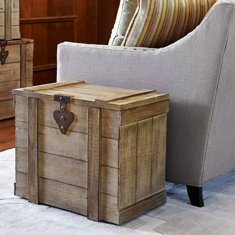 Household Essentials Small Antiqued Decorative Trunk: Multicolored Storage Trunk for All Ages, 19" x 11" x 15.75"