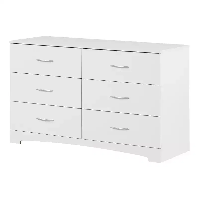 6.5 in.H Particle Board Horizontal Dressers with 6 - Drawers in White Finish