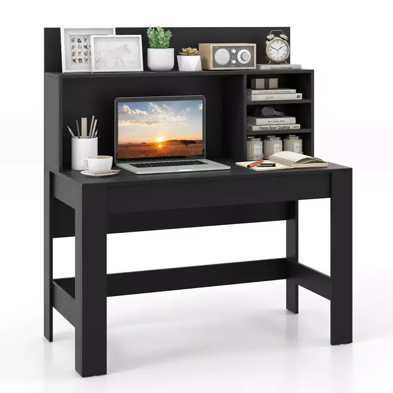 Costway Computer Desk Wooden Writing Desk Modern Home Office Workstation PC Laptop Table for Small Space
