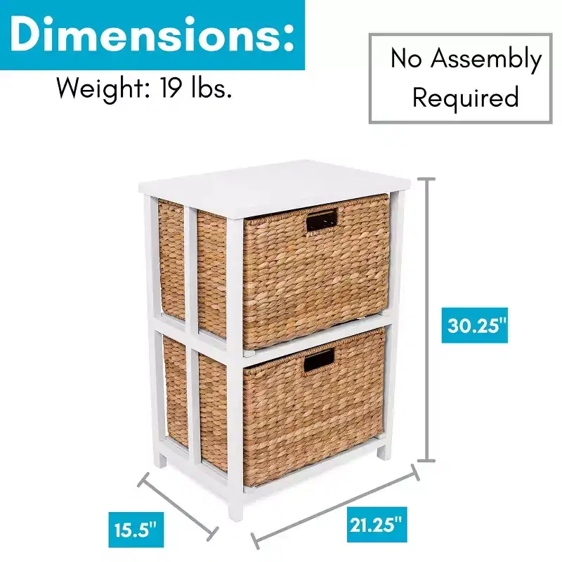BirdRock Home Seagrass 2-Tier File Cubby Cabinet - Natural