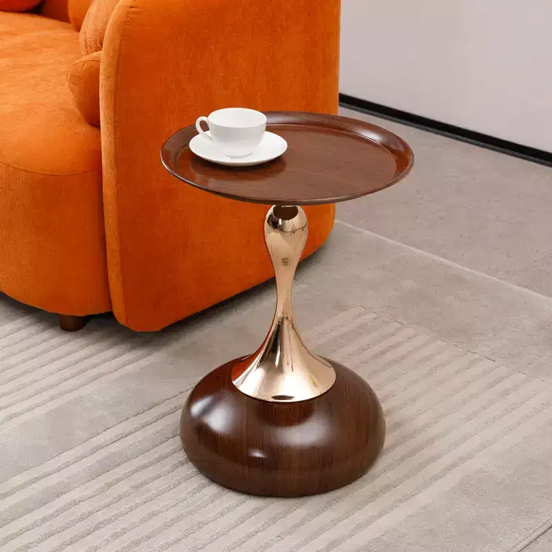 Mermaid Tail Round Metal Coffee Table Small Modern Pedestal Accent Martini Drink Decor