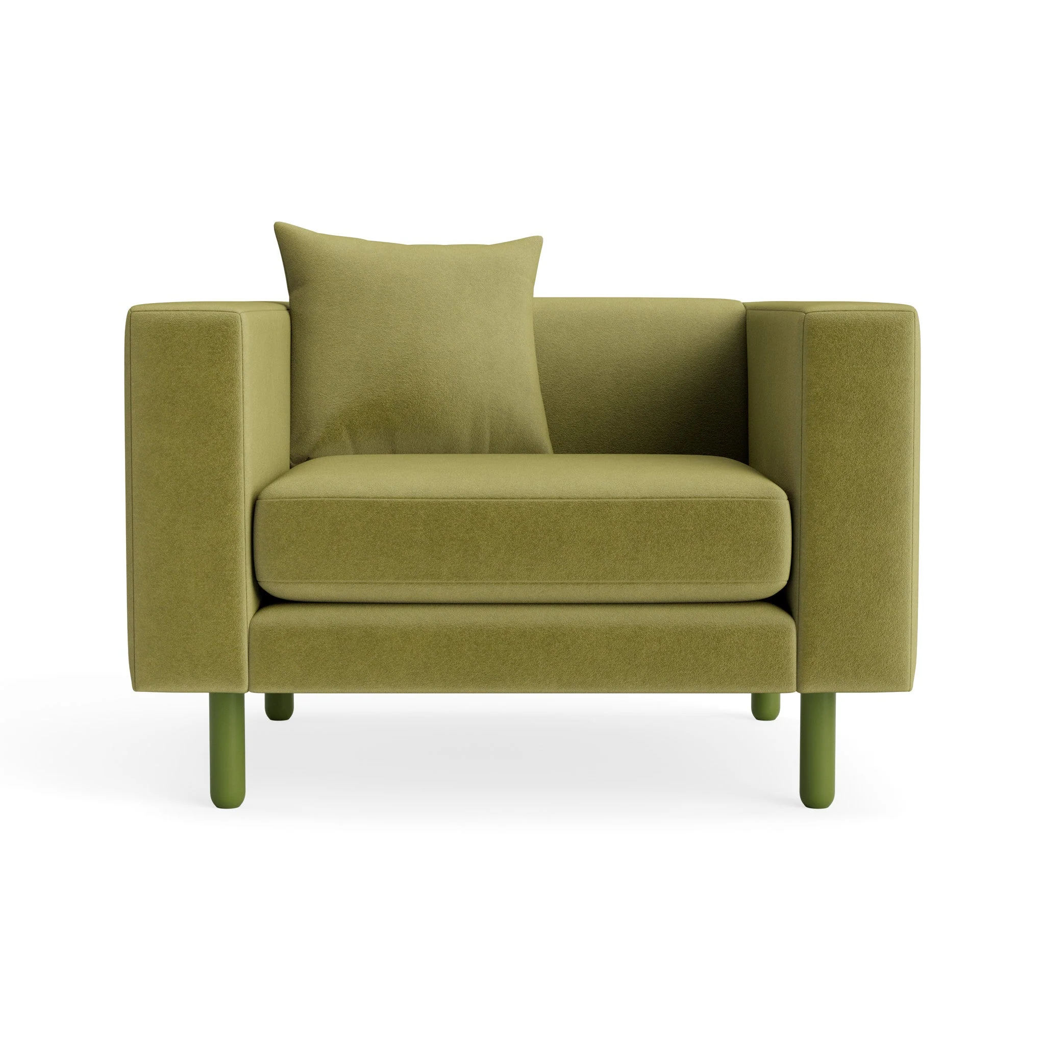Modern Loden Green Velvet Lounge Chair with Single Cushion Design for Living Room