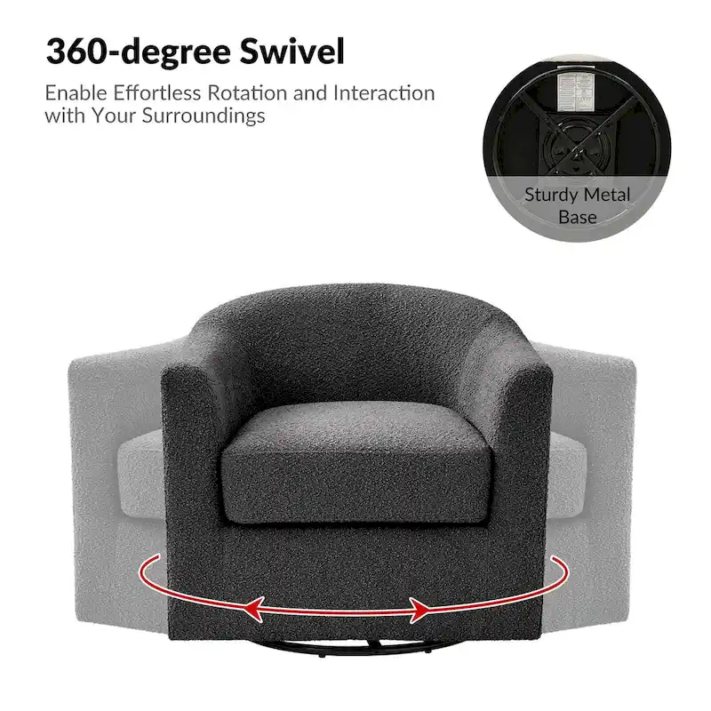 Rita Modern Ergonomic Boucle Upholstered Swivel Barrel Chair Set of 2 by HULALA HOME