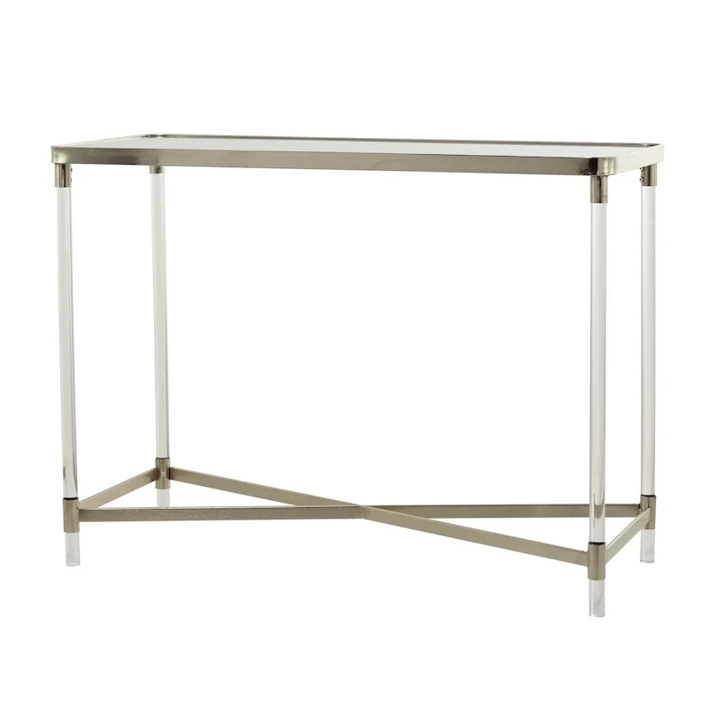 Silver / Gold X-Base Console Table with Mirror Top and Acrylic Legs for 1–2 Person