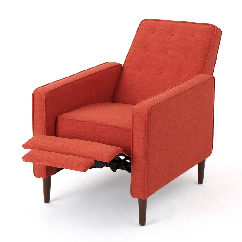 Mervynn Mid-Century Modern Button Tufted Fabric Recliner by Christopher Knight Home