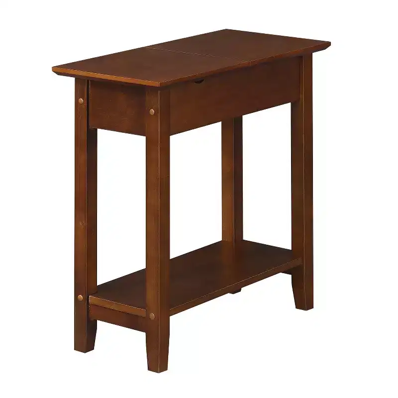 HomeStock Belmont Flip Top End Table with Storage and Charging Station, Featuring USB Ports, Power Outlets and Slim Space Saving Design