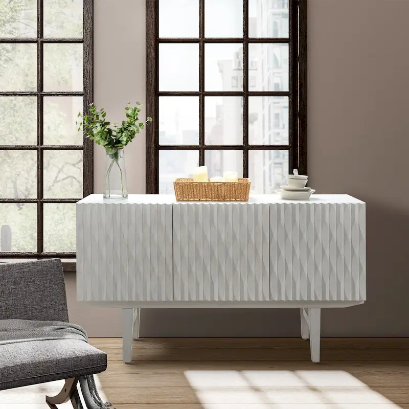 Modern Carved Geometric Patterns Sideboard