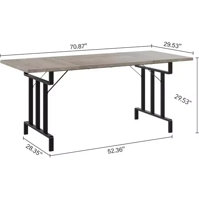 Dining Table, Rectangular Wooden Kitchen Table for 6 70.87, Industrial Farmhouse Kitchen for Dining Room