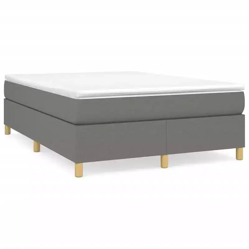 Full Size Platform Bed Frame, Dark Gray Upholstered, No Headboard, 5.4
