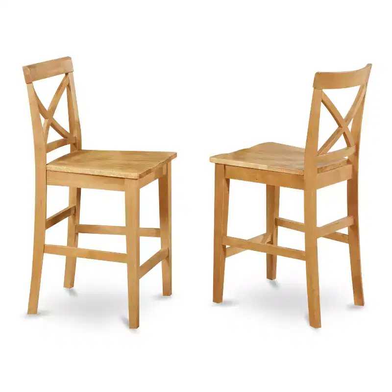 HomeStock 24 in.H Beige Finish Mid Back Wooden Counter Barstool in Rectangle Shape with Non-Upholstered Unupholstered