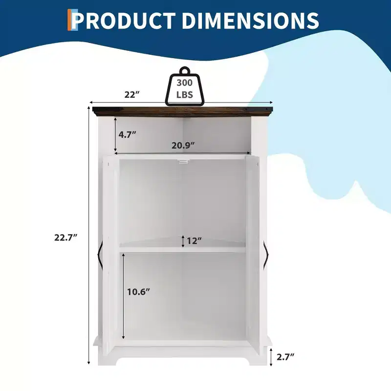 Floor Corner Cabinet, Small Freestanding Bathroom Cabinet, Space Saver Coffee Bar Cabinet, Narrow Kitchen Pantry Cabinet for Living Room Bathroom