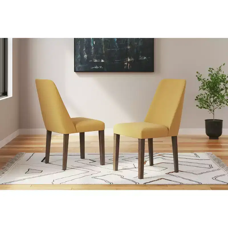 Signature Design by Ashley Lyncott Dining Room Upholstered Side Chair with Foam Cushion, Set of 2, Yellow
