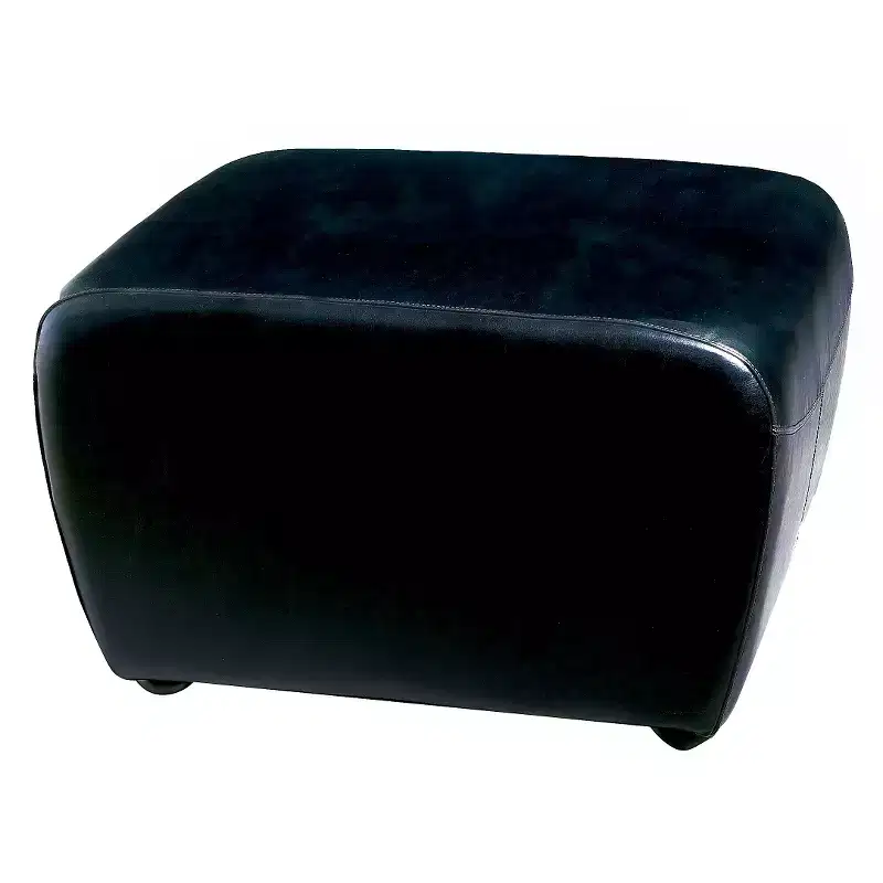 Full Faux Leather Ottoman with Rounded Sides - Padded Seat