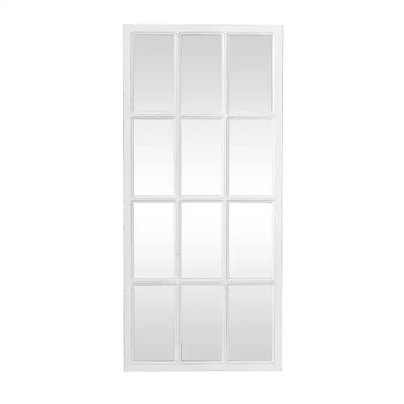 Wood Window Pane Inspired Wall Mirror White - Olivia & May: Farmhouse Entryway Decor, 48x22" Rectangle