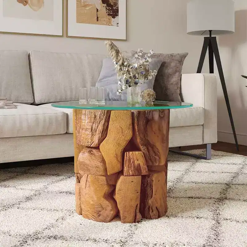 vidaXL Coffee Table Brown Solid Teak Driftwood Medium Coffee Table - Brown