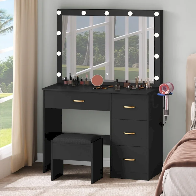 Moasis Makeup Vanity with 4 Drawers - 35.4L x 23.6W x 53.5H