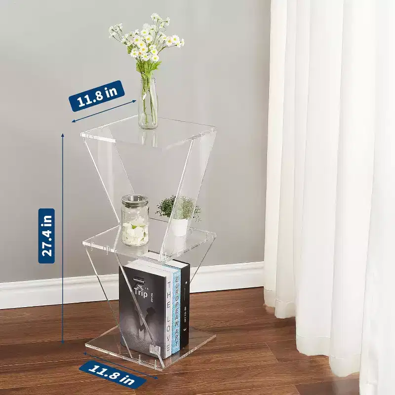 3 Tier Acrylic Ladder Bookcase, Clear Wall Mounted Bookcase,Multi-purpose Bookcase for Living Room, Bedroom, Office