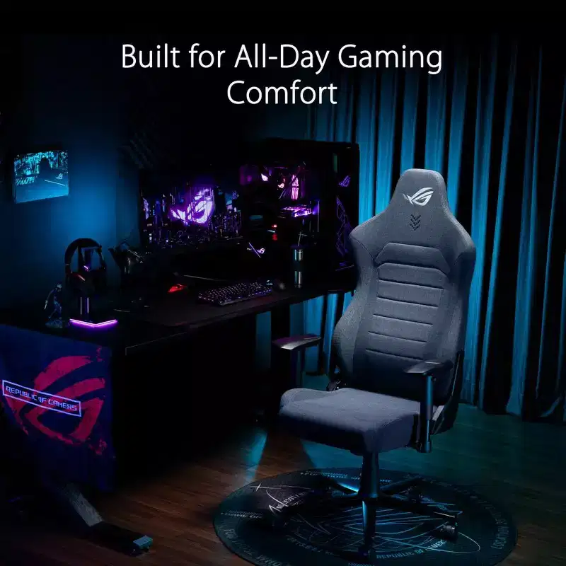 ASUS ROG Aethon Fabric Edition Gaming Chair, Dual-Density Seat Cushion, 2D Armrests with Soft Padding, Integrated Lumbar Support, All-Steel Frame