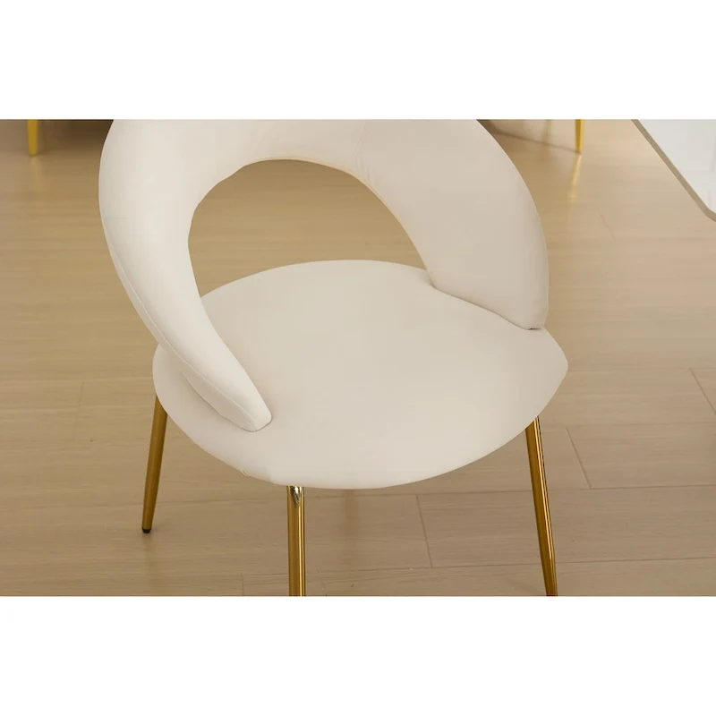 Velvet Dining Accent Chairs with Curved Backrest and Gold Metal Legs - 250lb Capacity
