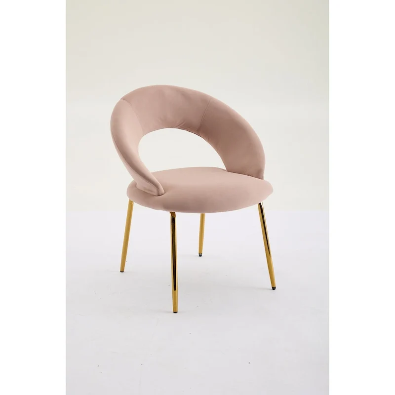 Velvet Dining Accent Chairs with Curved Backrest and Gold Metal Legs - 250lb Capacity