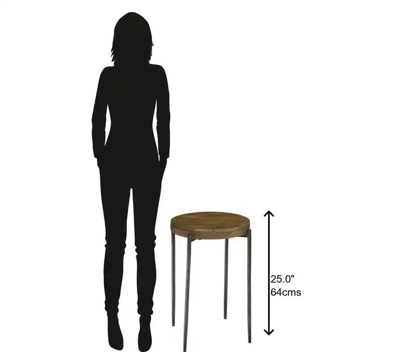 Round Chairside Table Mango Wood with Forged Iron Base