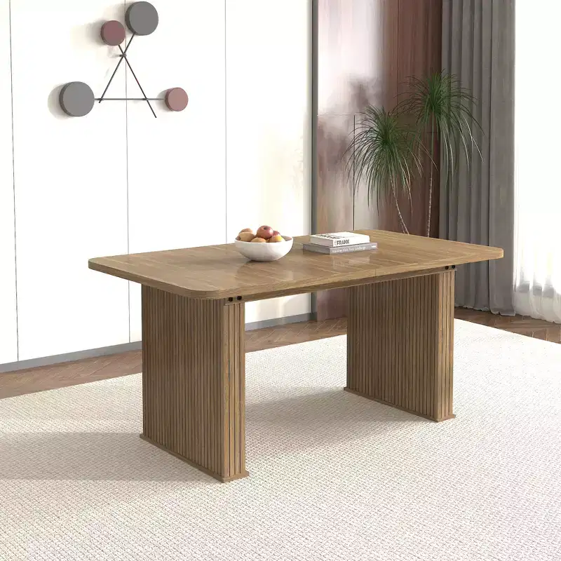 GDFStudio Toro Modern Extendable Wooden Dining Table with Double Pedestal