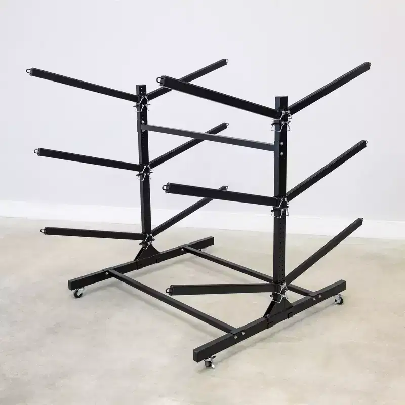 Rolling Kayak & Paddleboard Storage Rack - 6 Slot, Double-Sided, Black