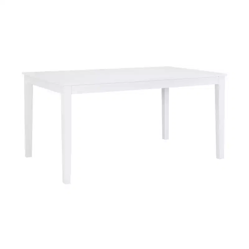 Transitional Dining Table White Solid Acacia Seats 6
