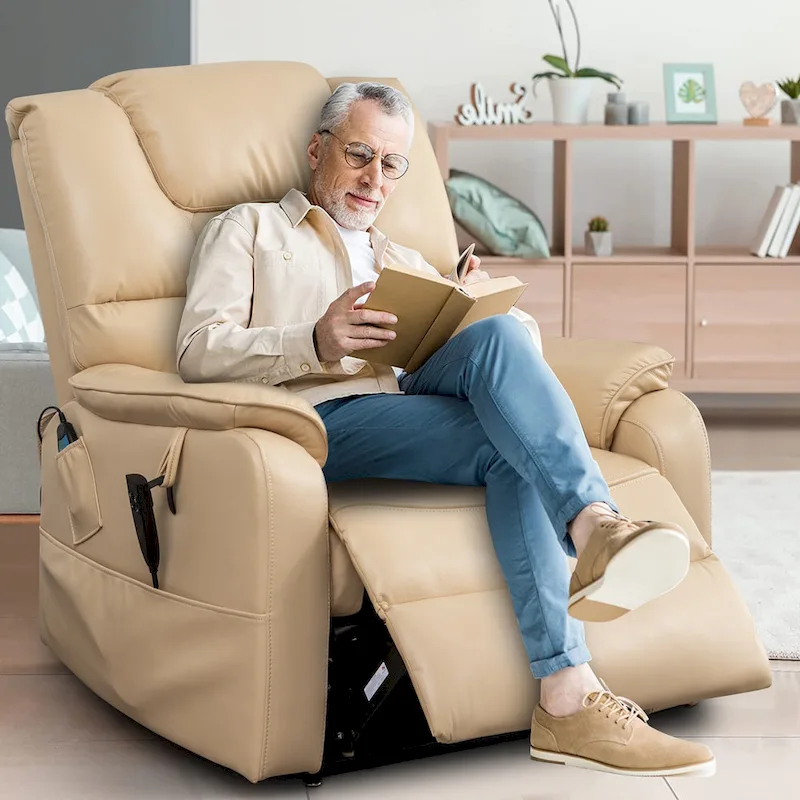 35.5W Dual Electric Power Lift Recliner,Massage&Heat,180 degrees