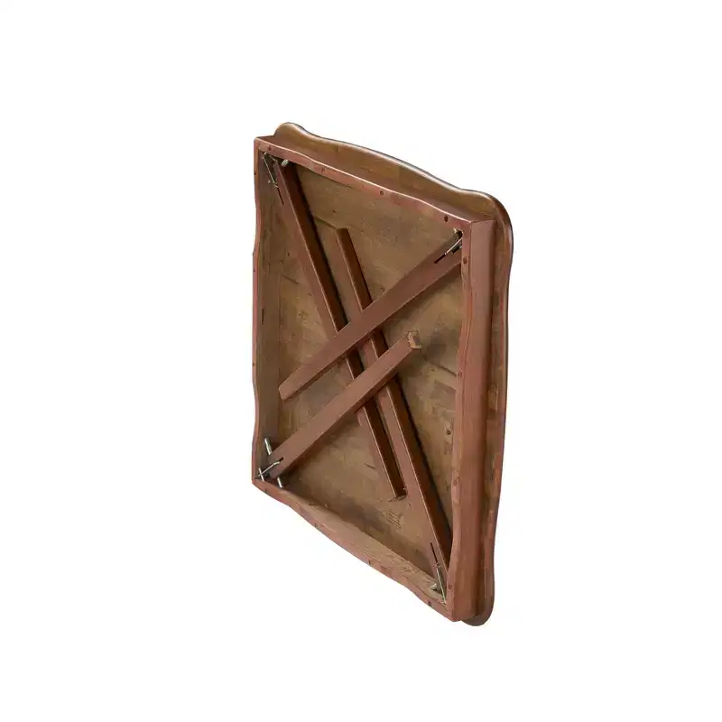 Stakmore 32" Scalloped Edge Solid Wood Folding Card Table Fruitwood Portable Square Table, Fully Assembled, Steel Hardware