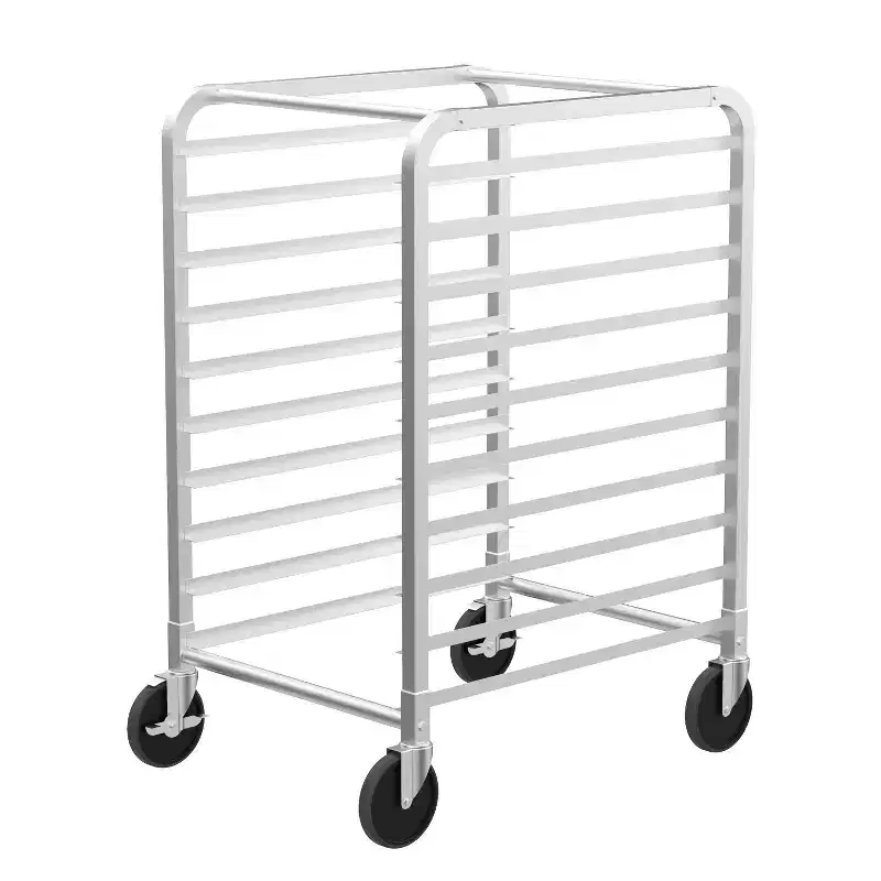 ROVSUN Sheet Bun Pan Speed Bakery Tray Racks, Commercial Stainless Steel Baking Racks with Brake Wheels, Push Bread Tray Food Cart