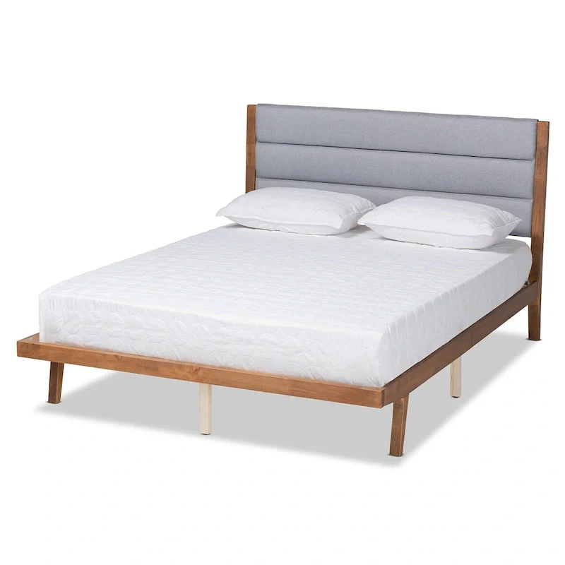 Platform Bed with Channel Tufted Upholstered Headboard