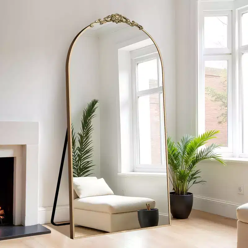 71x38 Aluminum Alloy Thin Edge Arched Gold Full Body Mirror