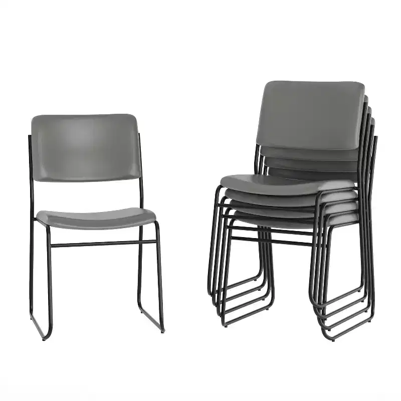 Flash Furniture 5 Pack HERCULES Series 500 lb. Capacity High Density Stacking Chair with Sled Base