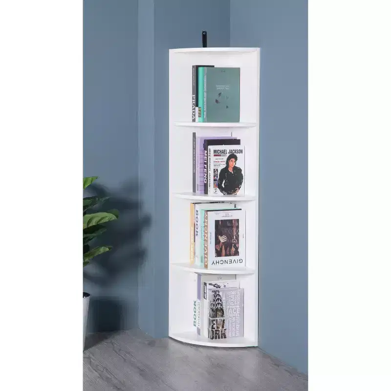 4-Tier Wooden Corner Bookshelf White – 51
