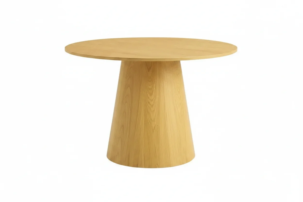 43'' Round Dining Table for 4-6 People, Wooden Kitchen Table with Pedestal Base, Farmhouse Circle Table for Living Room Apartment (Only Table), Walnut
