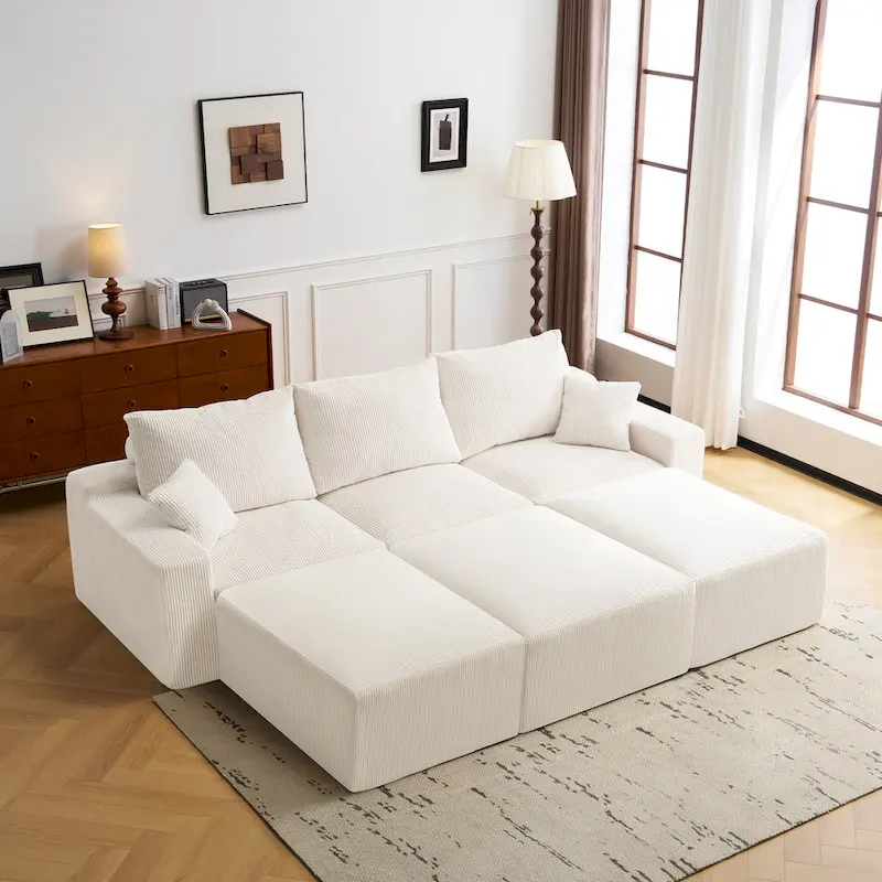 Olivia Morgan Ultra-Soft Modular 110-Inch L-Shaped Cloud Sofa With No-Assembly, Full-Compression Comfort