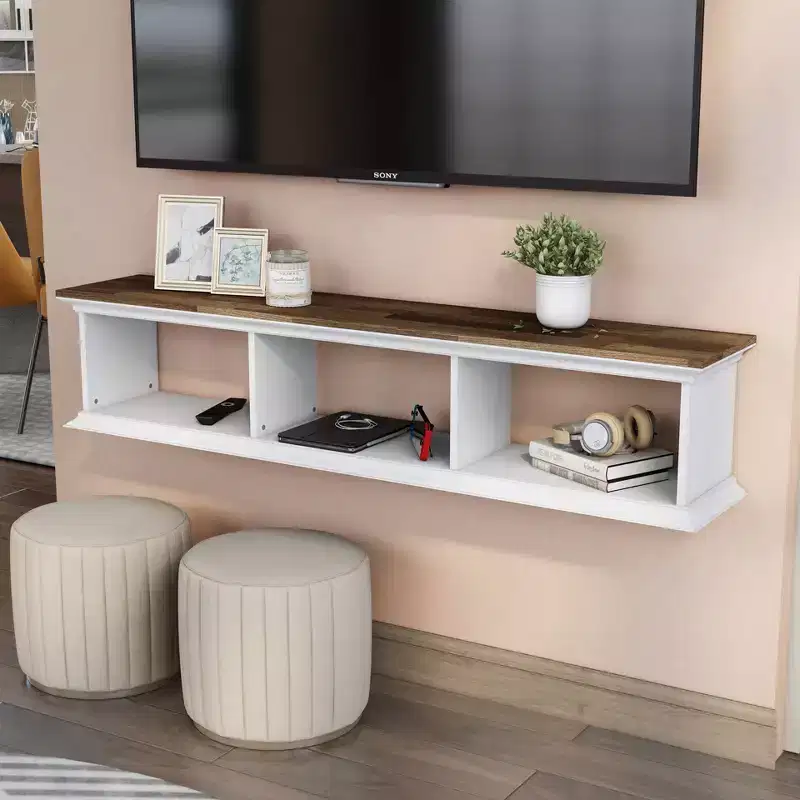 Muyton Farmhouse 3 Shelf Floating TV Stand for TVs up to 70 - miBasics
