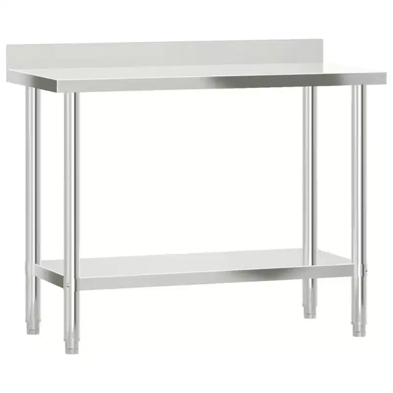 vidaXL Kitchen Work Table with Backsplash 32.5x21.7x36.6 Stainless Steel