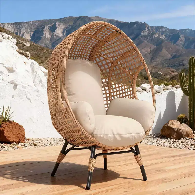 GDFStudio Larkin Modern Galvanized Steel and Polyester Upholstered Egg Chair